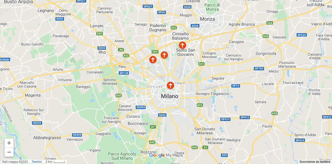 mappa FUNERAL SERVICES, MILAN